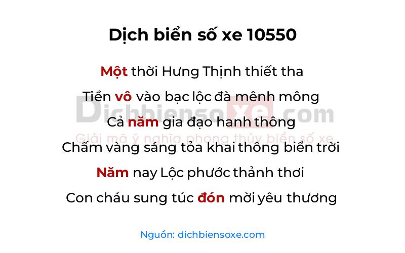Dịch thơ biển số 10550