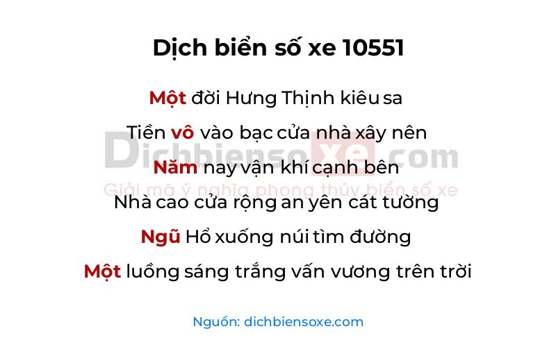 Dịch thơ biển số 10551