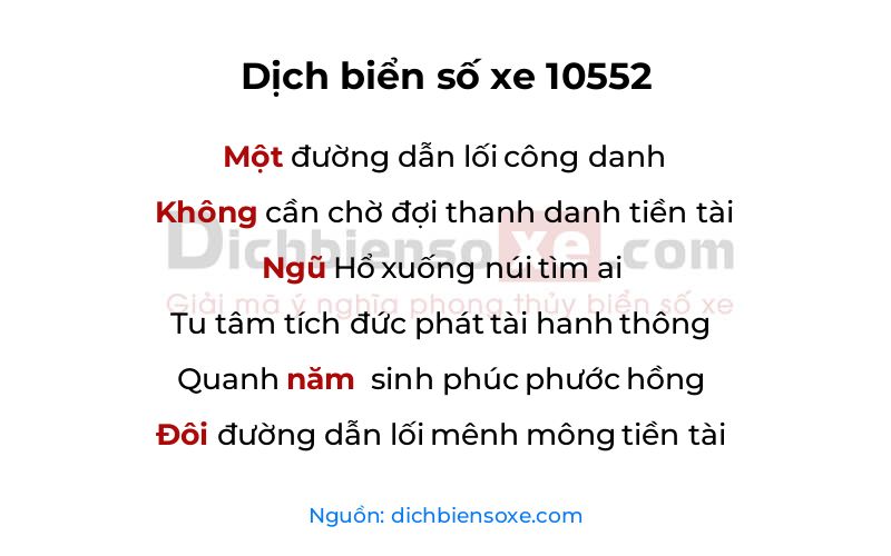 Dịch thơ biển số 10552