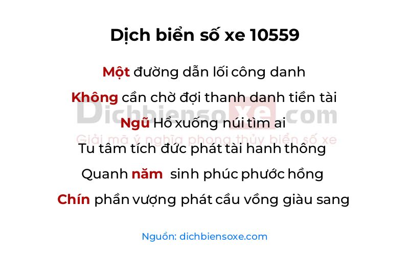 Dịch thơ biển số 10559