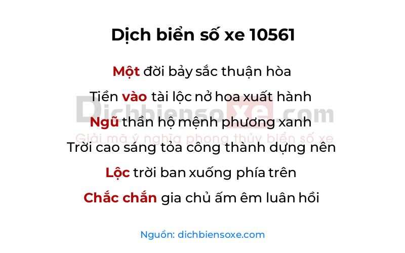 Dịch thơ biển số 10561