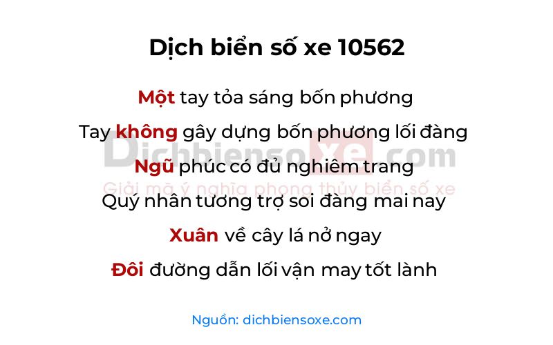 Dịch thơ biển số 10562