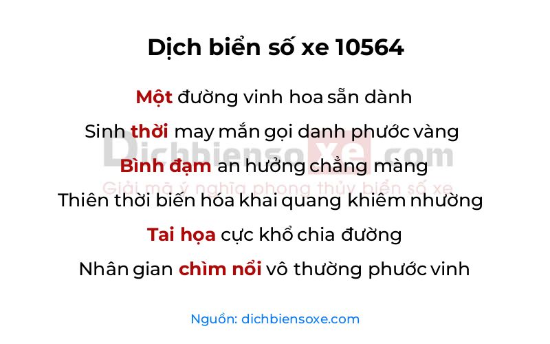 Dịch thơ biển số 10564