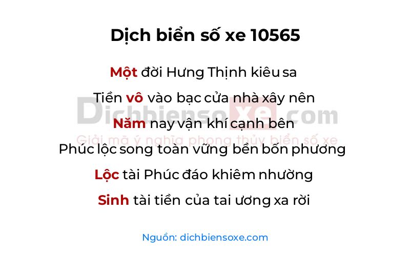 Dịch thơ biển số 10565