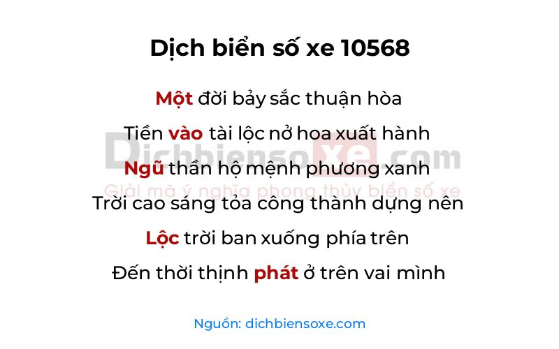 Dịch thơ biển số 10568