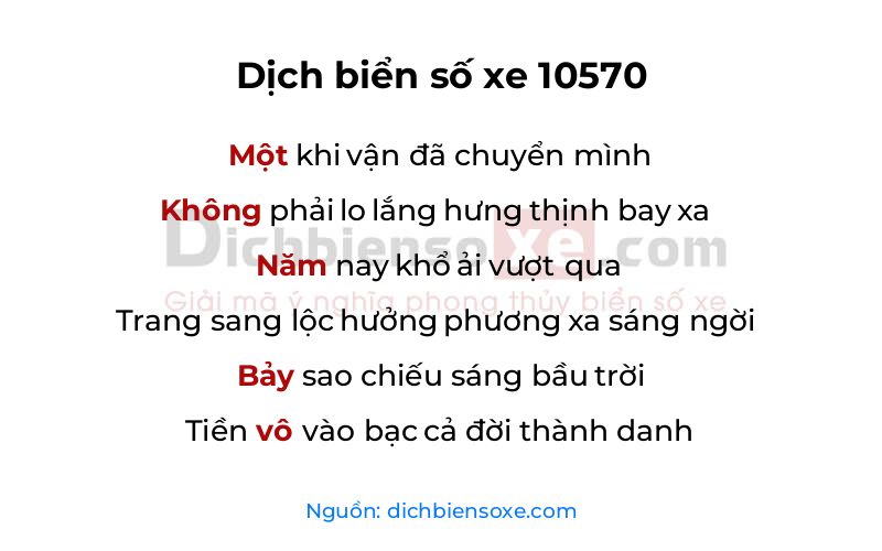 Dịch thơ biển số 10570