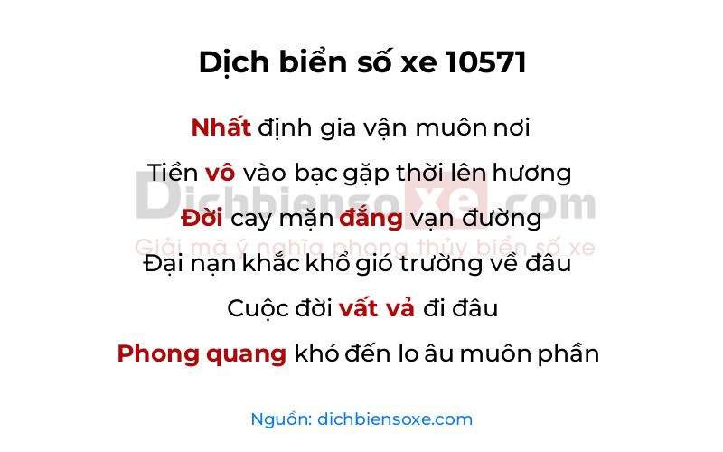 Dịch thơ biển số 10571