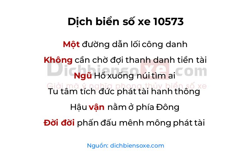 Dịch thơ biển số 10573