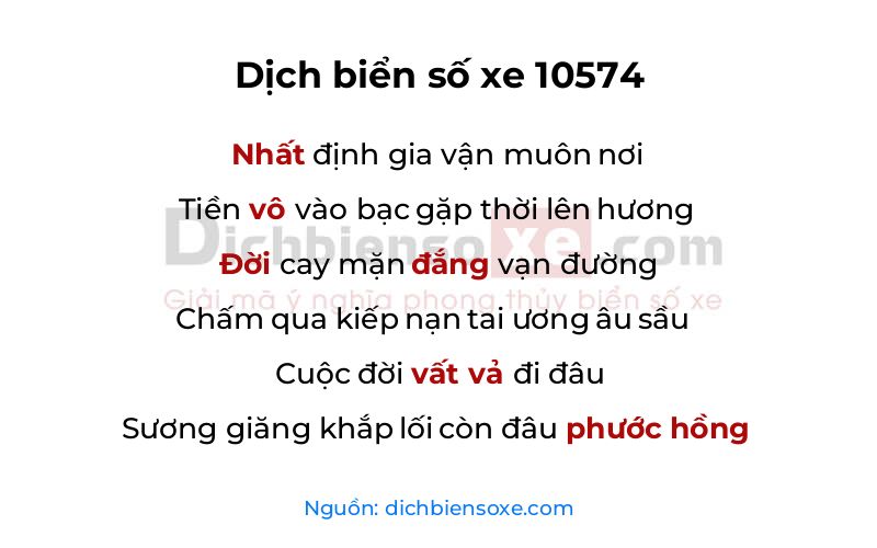 Dịch thơ biển số 10574