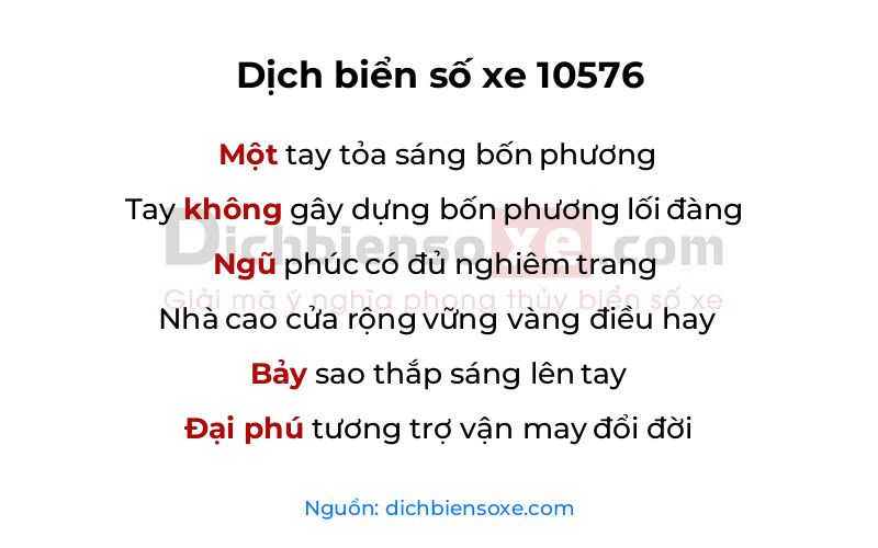 Dịch thơ biển số 10576