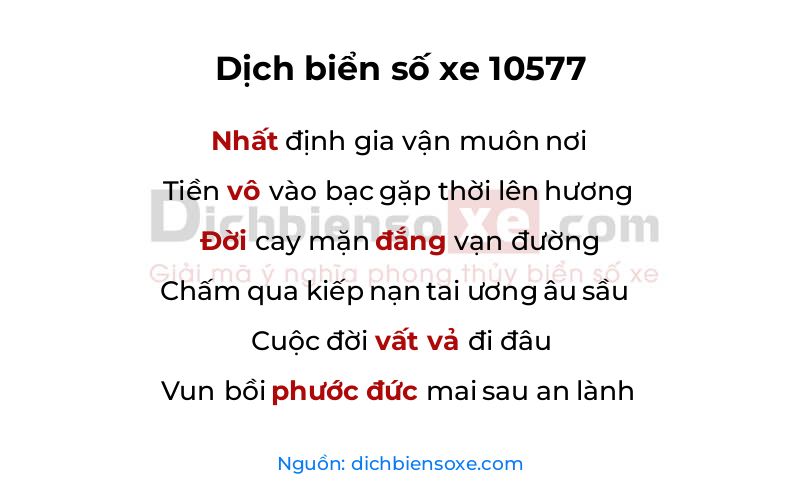 Dịch thơ biển số 10577