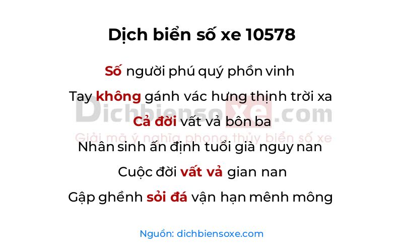 Dịch thơ biển số 10578