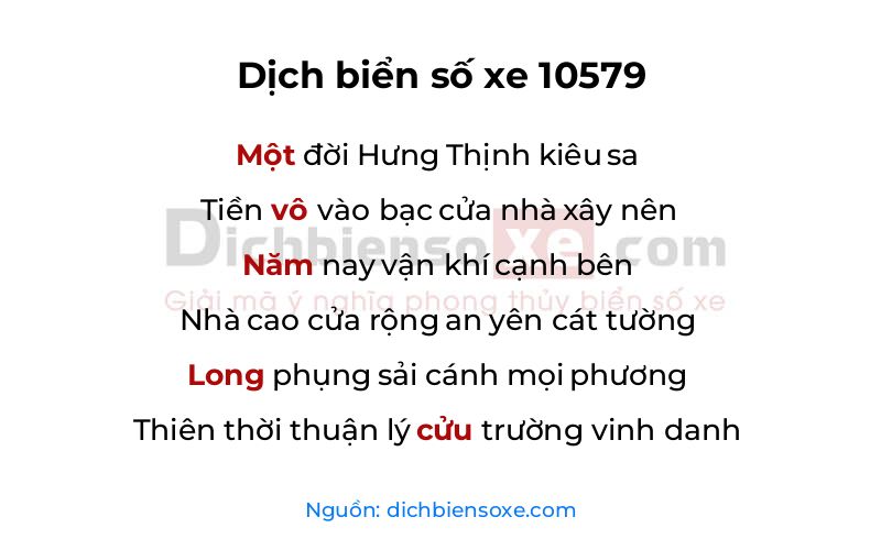 Dịch thơ biển số 10579