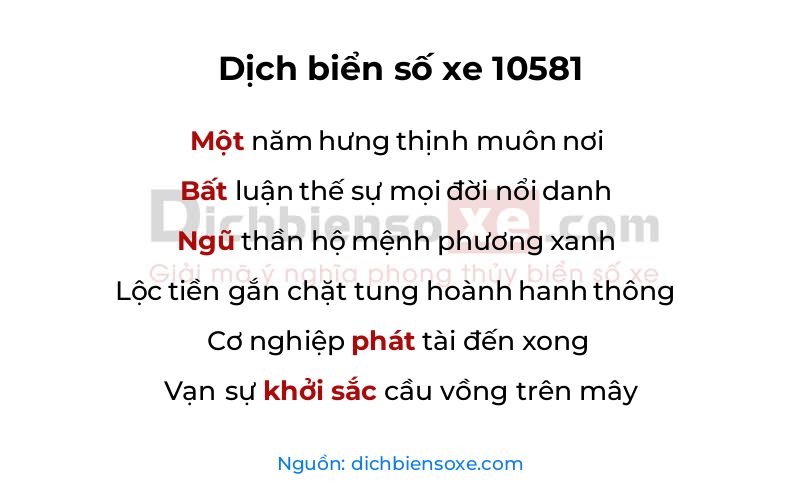 Dịch thơ biển số 10581