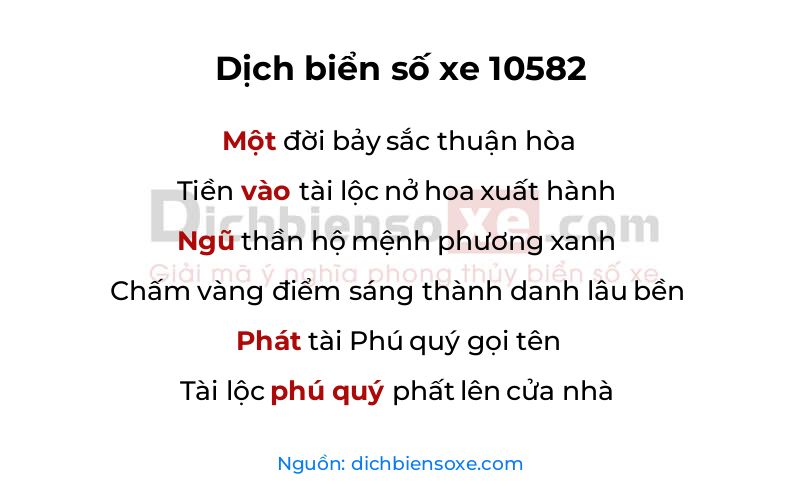 Dịch thơ biển số 10582