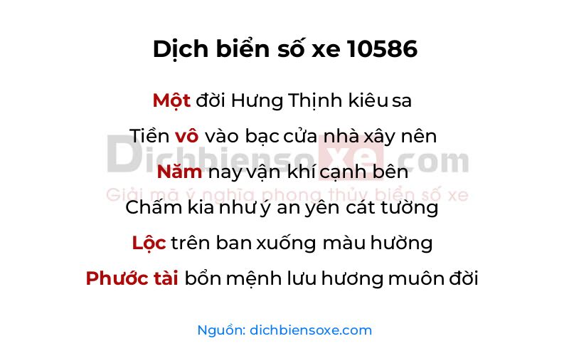 Dịch thơ biển số 10586