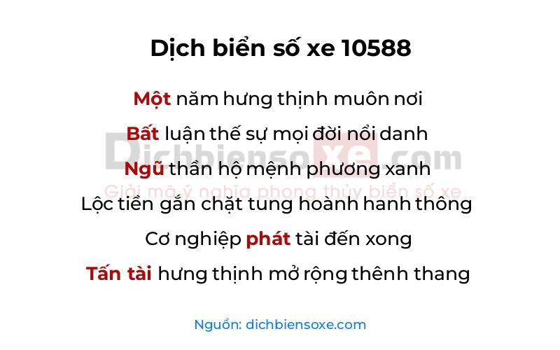 Dịch thơ biển số 10588
