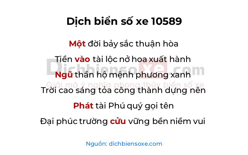 Dịch thơ biển số 10589