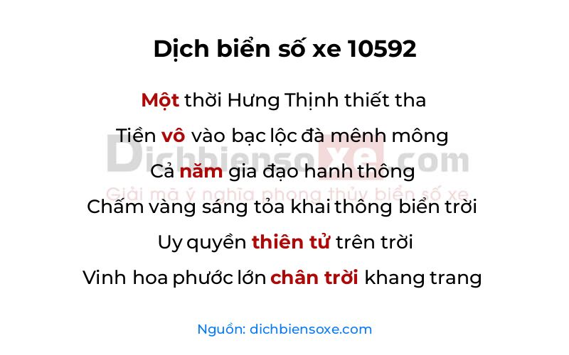 Dịch thơ biển số 10592