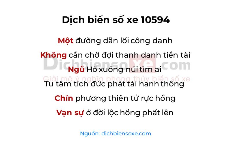 Dịch thơ biển số 10594