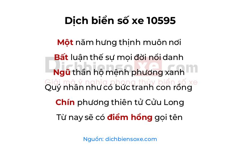 Dịch thơ biển số 10595