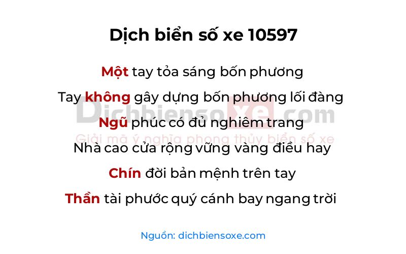 Dịch thơ biển số 10597
