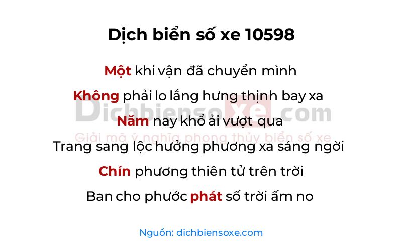 Dịch thơ biển số 10598