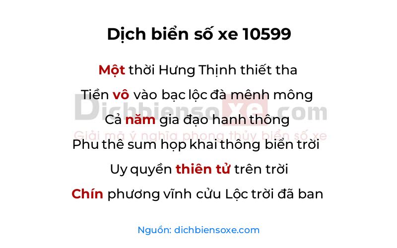 Dịch thơ biển số 10599
