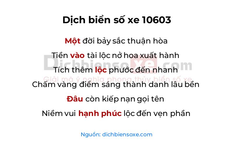 Dịch thơ biển số 10603