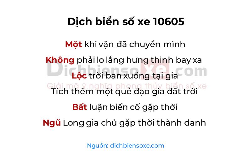 Dịch thơ biển số 10605