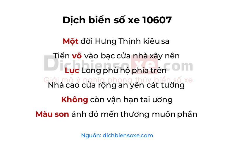 Dịch thơ biển số 10607