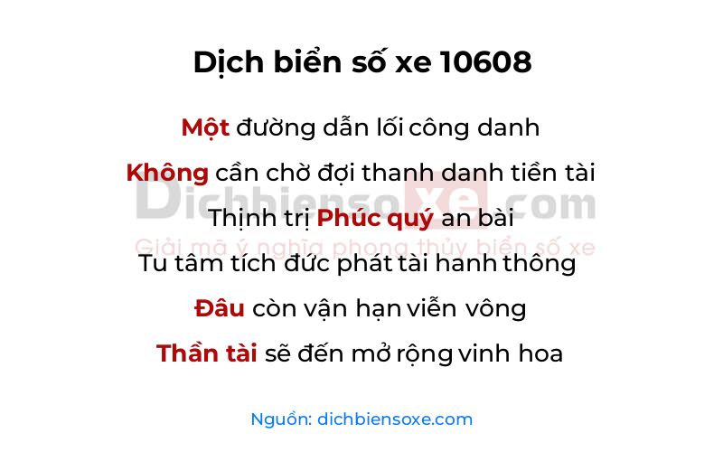 Dịch thơ biển số 10608