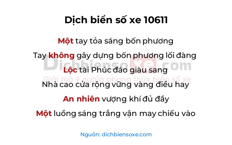 Dịch thơ biển số 10611