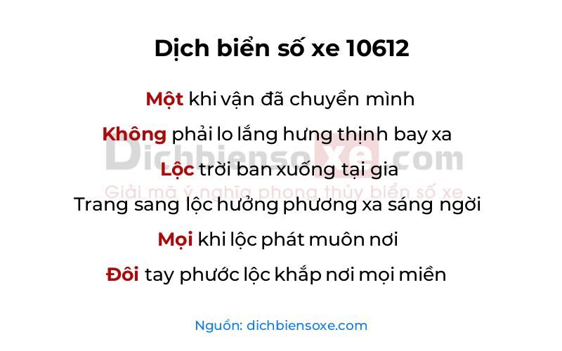 Dịch thơ biển số 10612