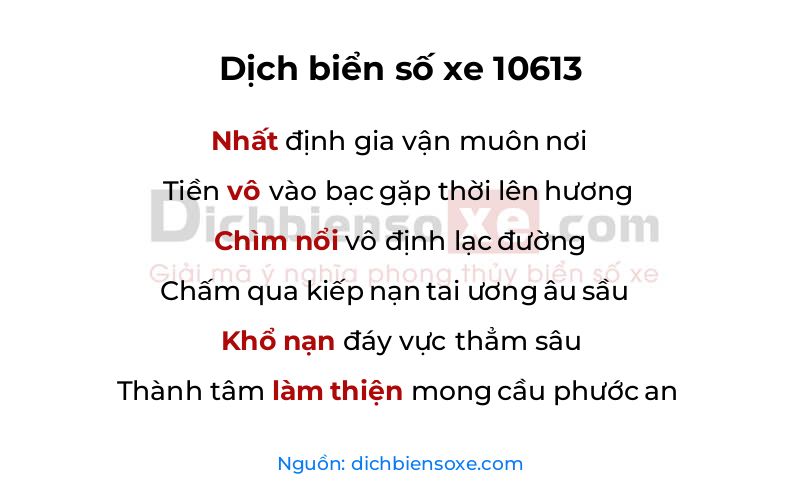 Dịch thơ biển số 10613