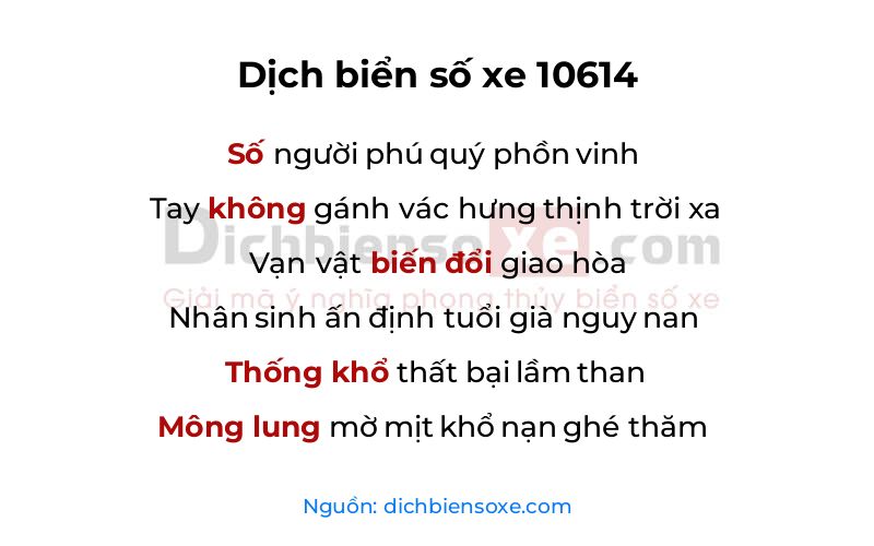 Dịch thơ biển số 10614