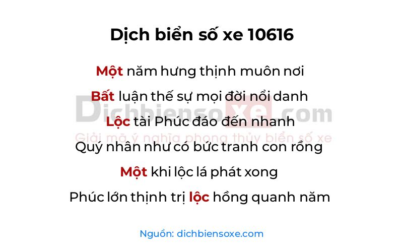 Dịch thơ biển số 10616