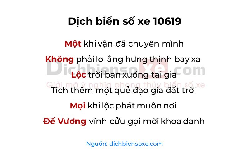 Dịch thơ biển số 10619