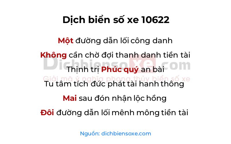 Dịch thơ biển số 10622