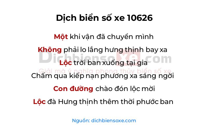 Dịch thơ biển số 10626