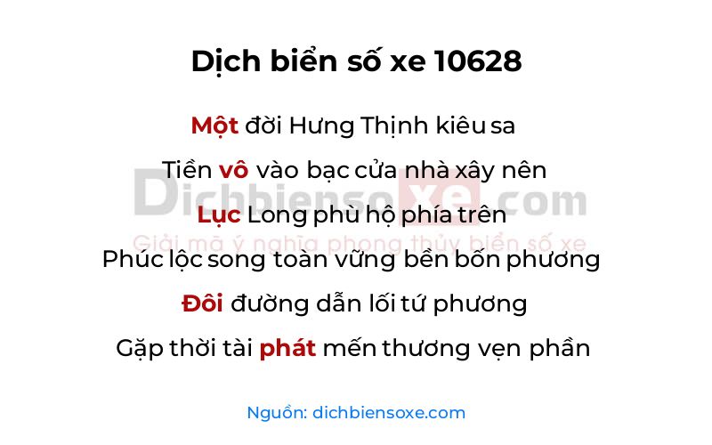 Dịch thơ biển số 10628