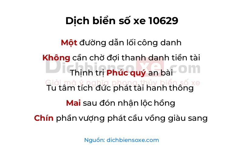 Dịch thơ biển số 10629