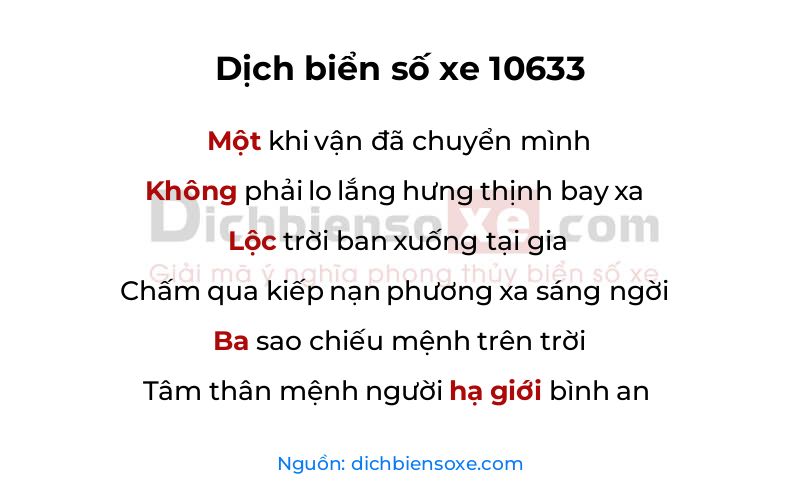 Dịch thơ biển số 10633