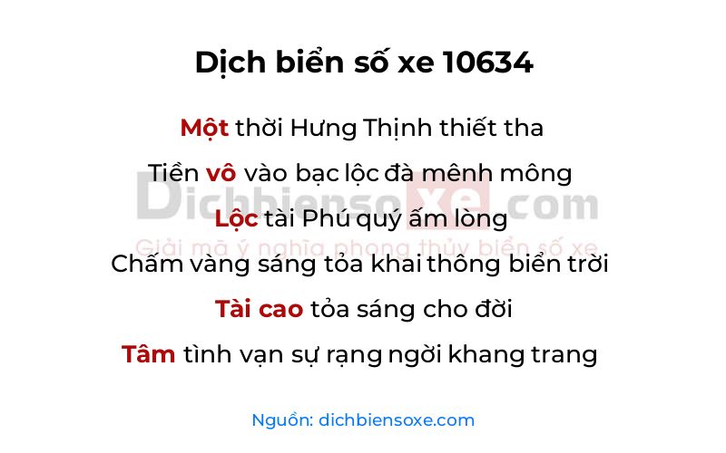 Dịch thơ biển số 10634