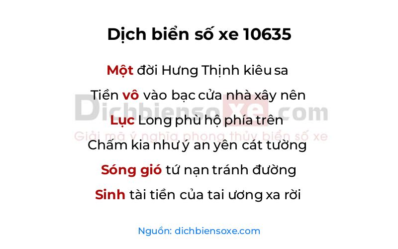 Dịch thơ biển số 10635