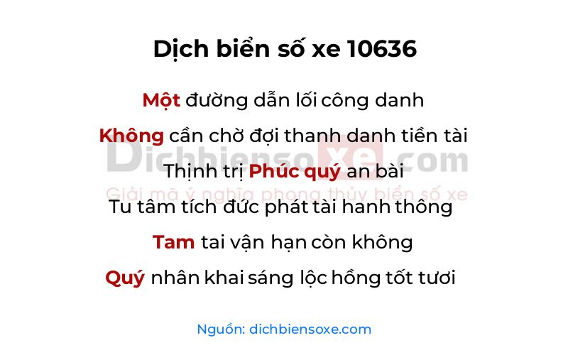 Dịch thơ biển số 10636