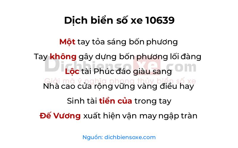 Dịch thơ biển số 10639