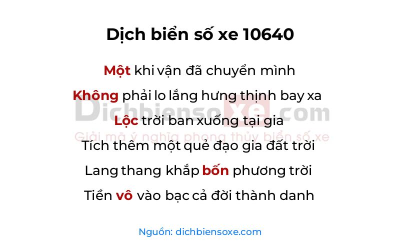 Dịch thơ biển số 10640