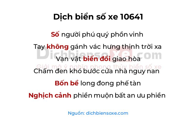 Dịch thơ biển số 10641