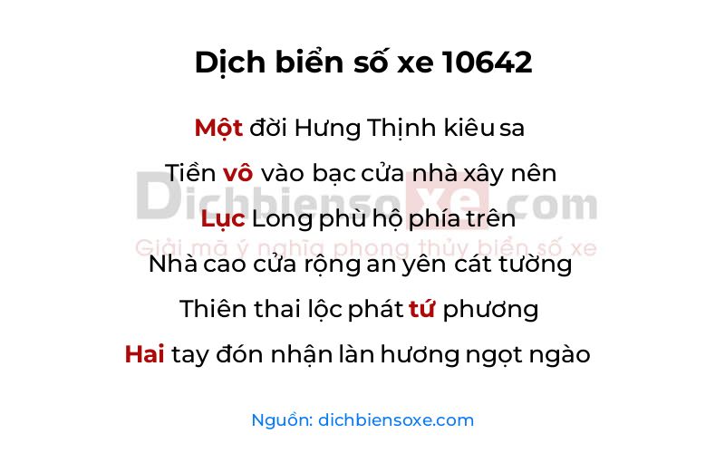 Dịch thơ biển số 10642